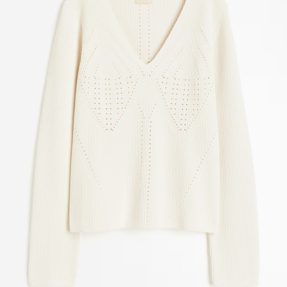 H&M Cream V-Neck Sweater